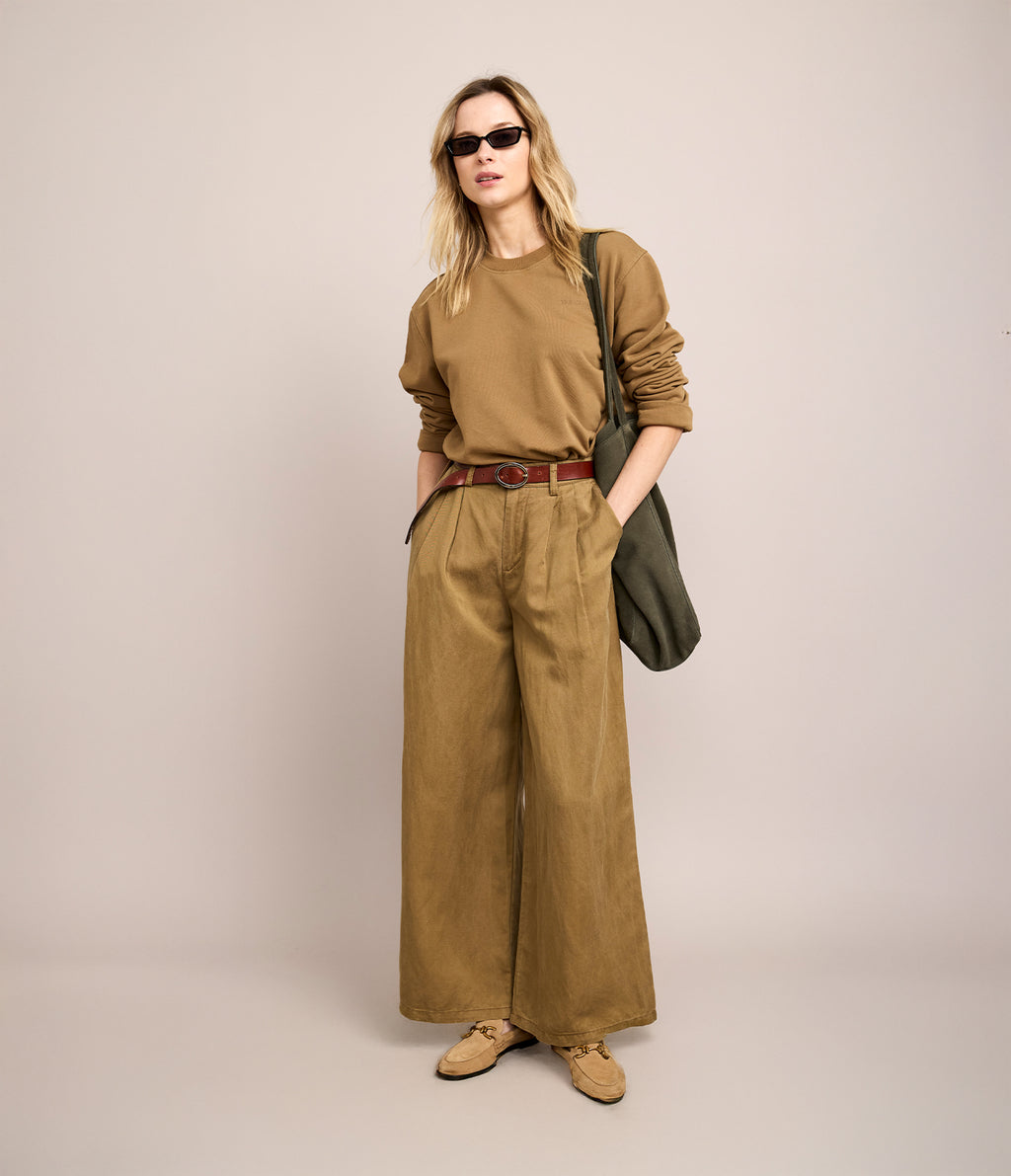 Pantalón Mujer Sastrero Lyocell Lino Alana Beige