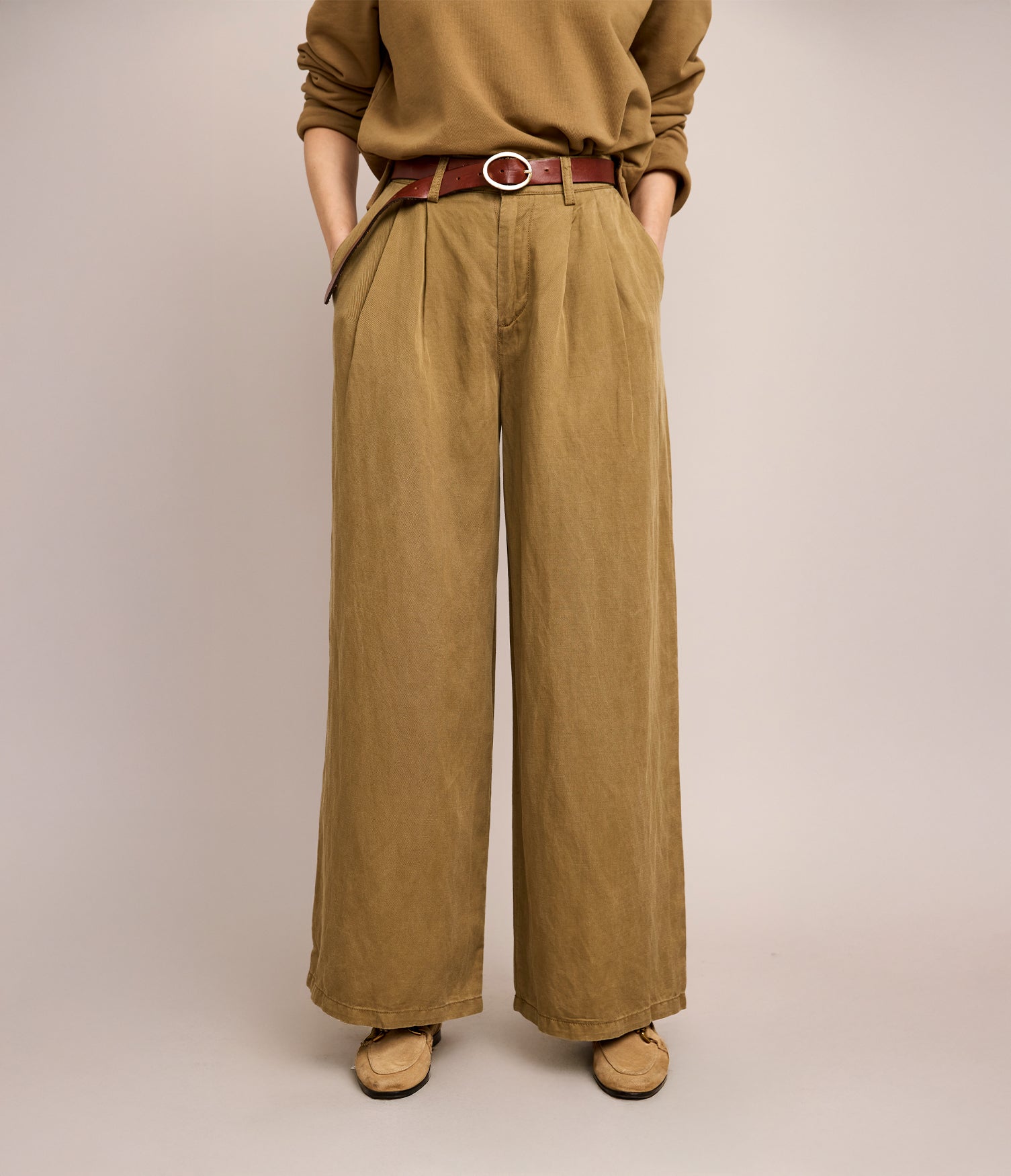 Pantalón Mujer Sastrero Lyocell Lino Alana Beige