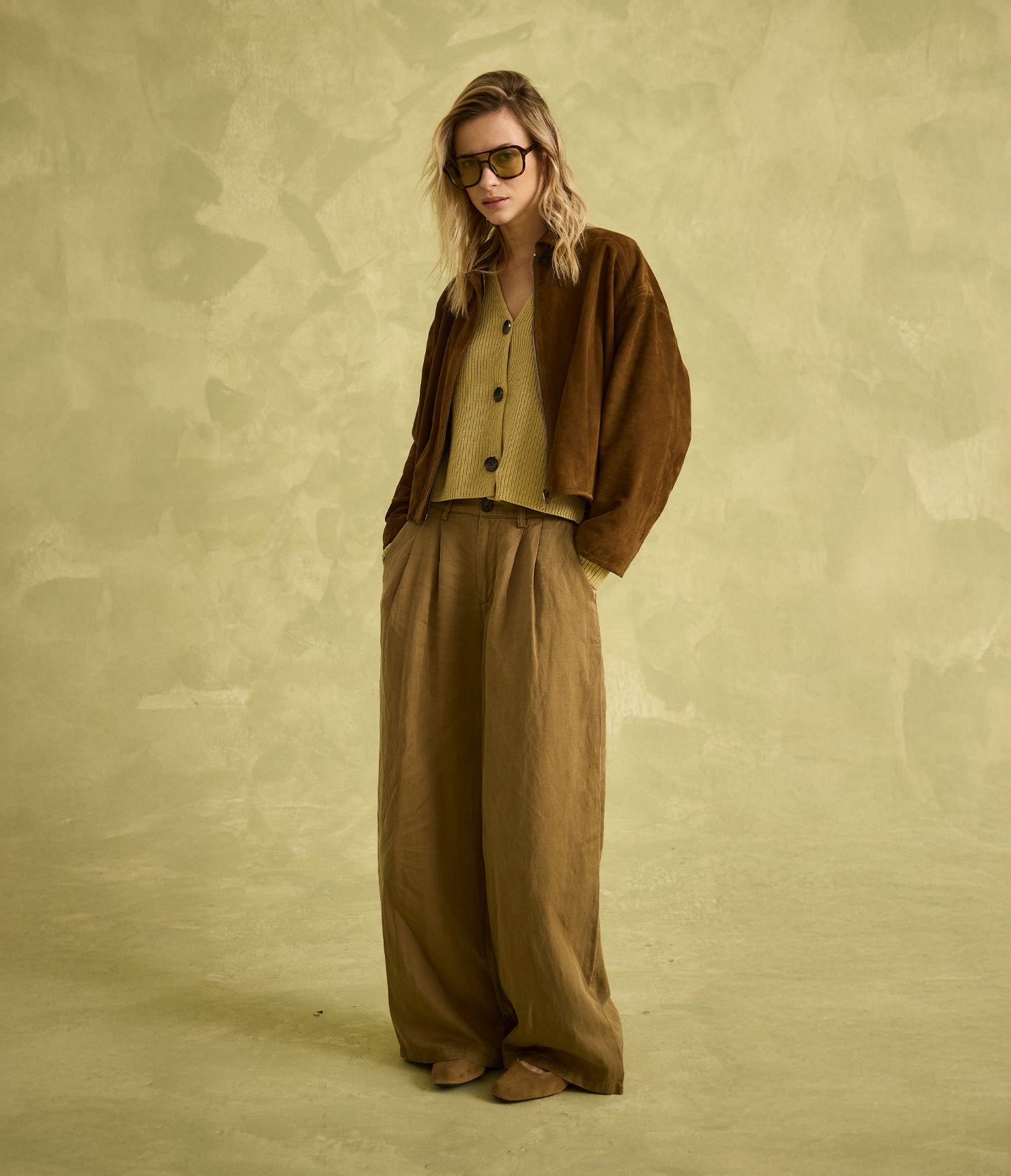 Pantalón Mujer Sastrero Lyocell Lino Alana Beige