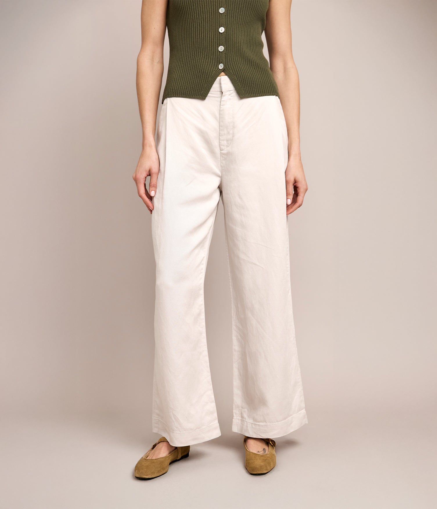 Pantalón Mujer Sastrero Lyocell Lino Elena Ecru