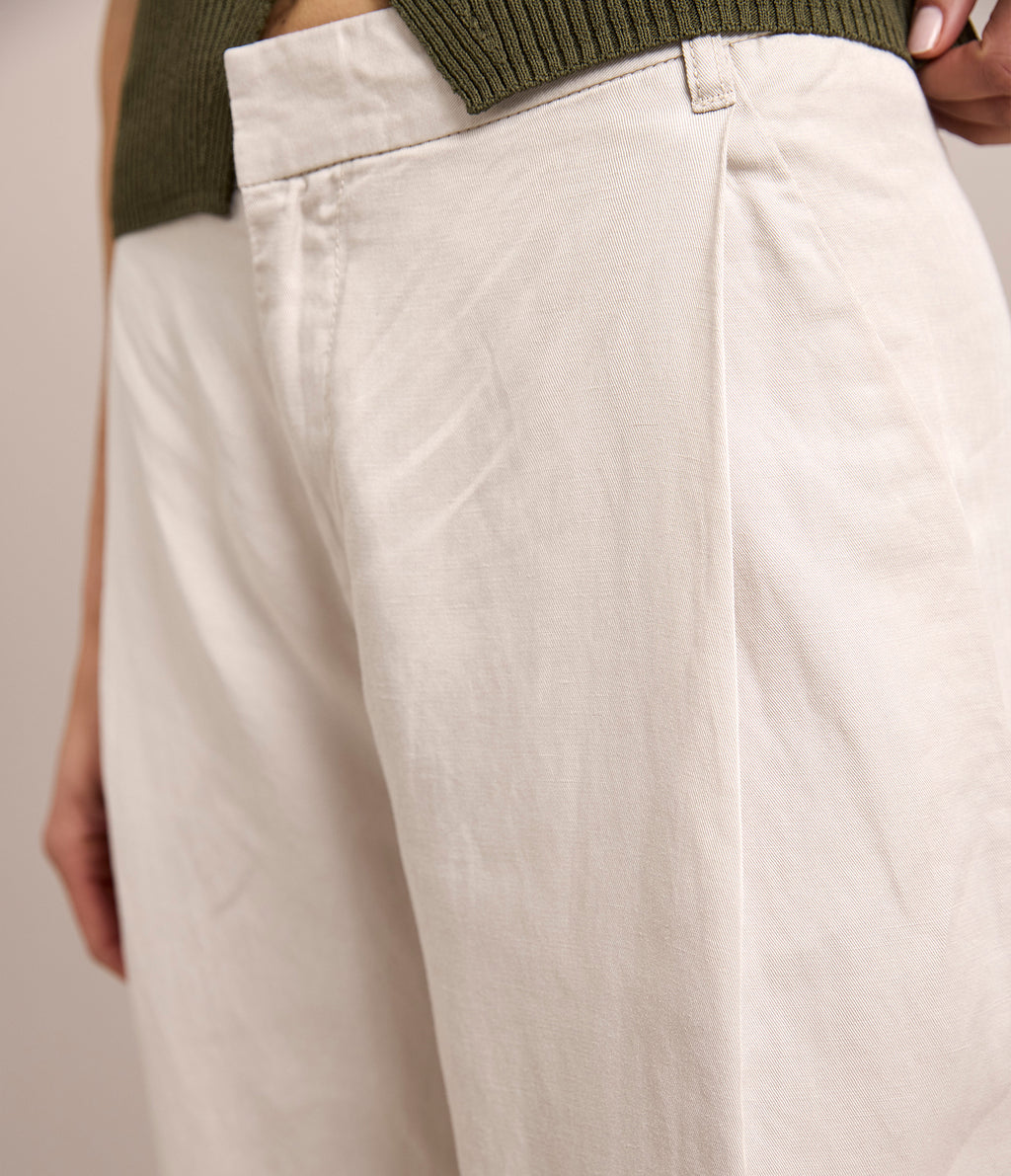 Pantalón Mujer Sastrero Lyocell Lino Elena Ecru