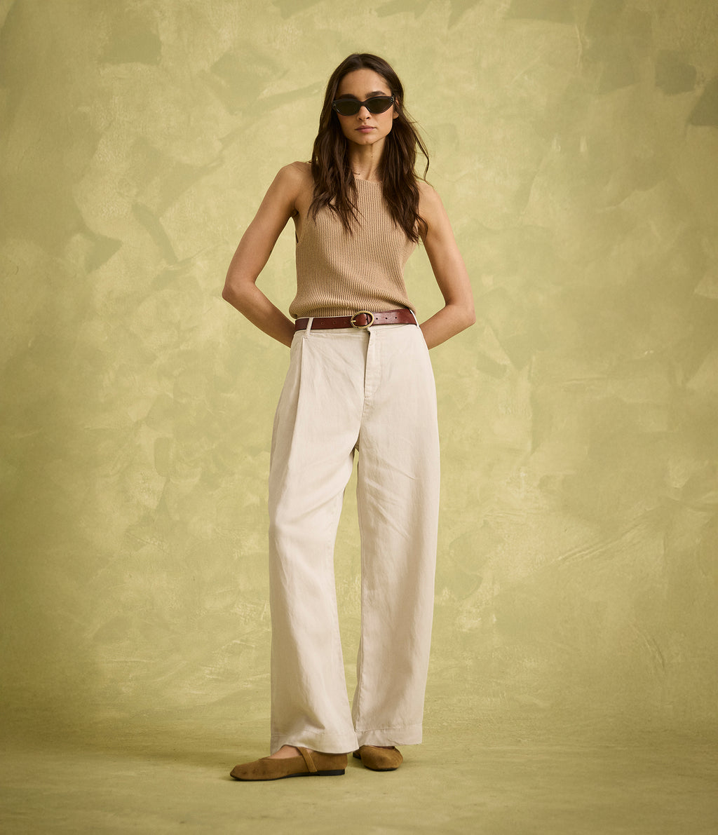 Pantalón Mujer Sastrero Lyocell Lino Elena Ecru
