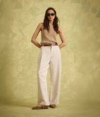 Pantalón Mujer Sastrero Lyocell Lino Elena Ecru