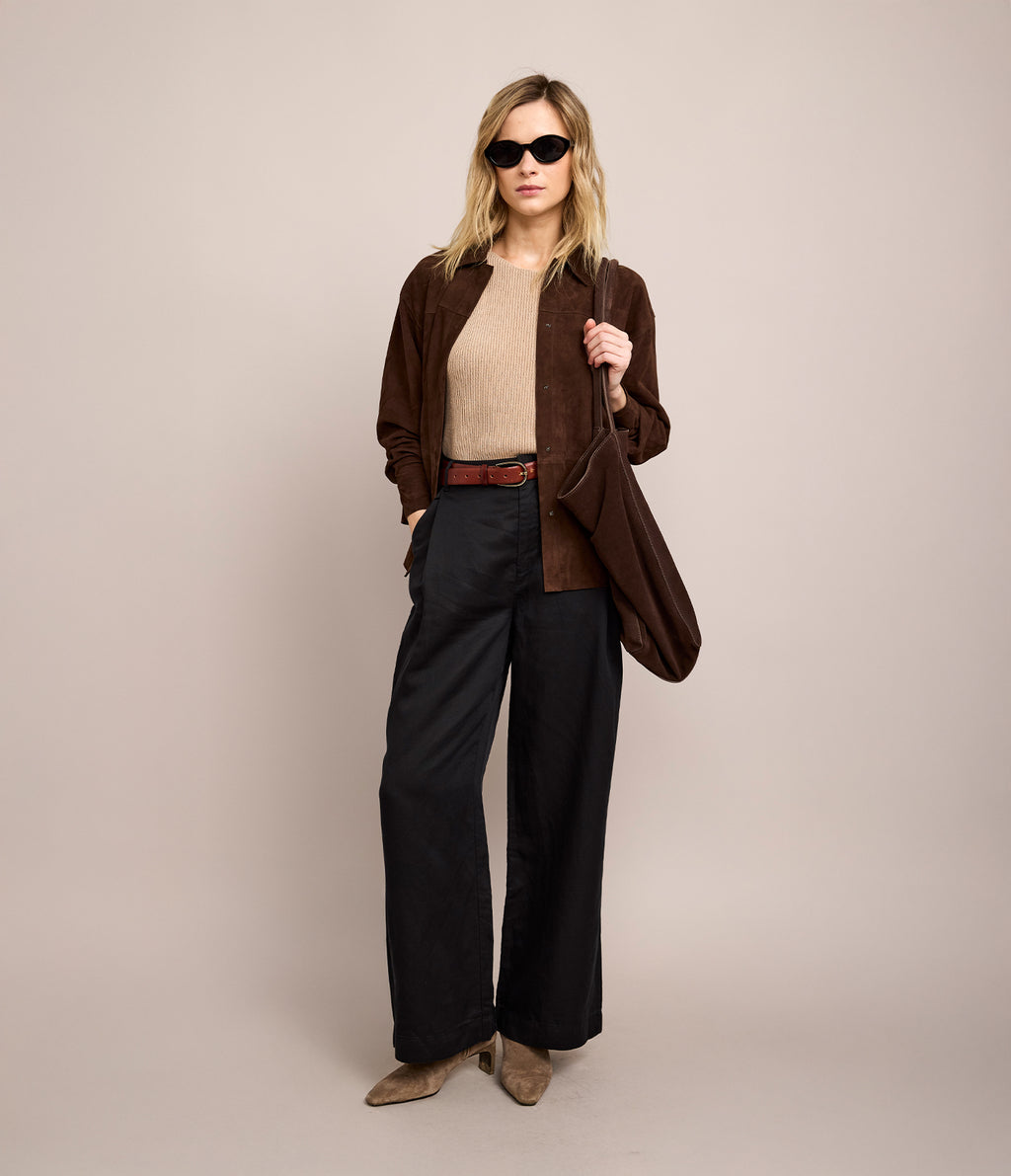 Pantalón Mujer Sastrero Lyocell Lino Elena Negro