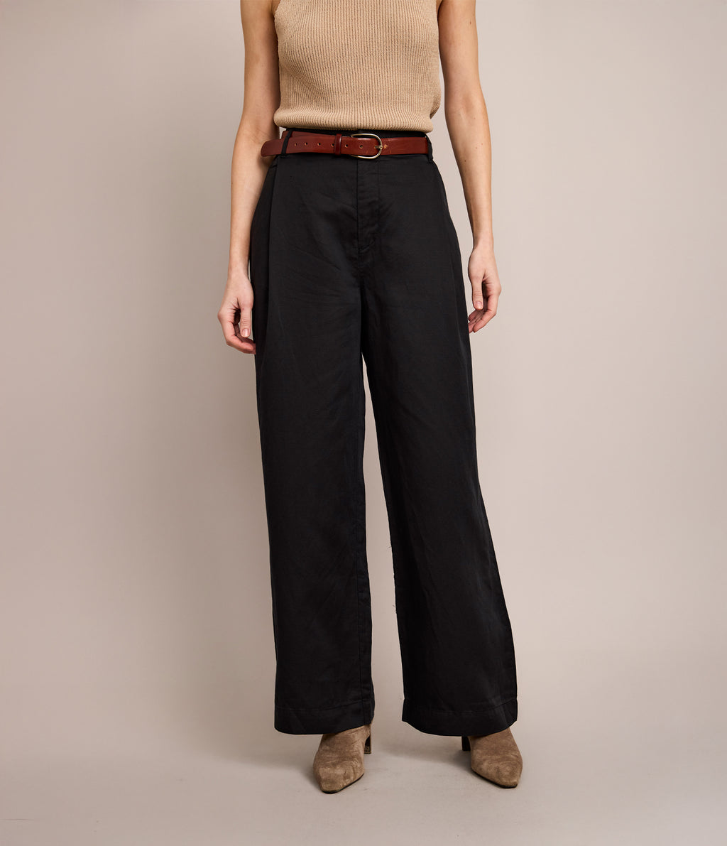 Pantalón Mujer Sastrero Lyocell Lino Elena Negro