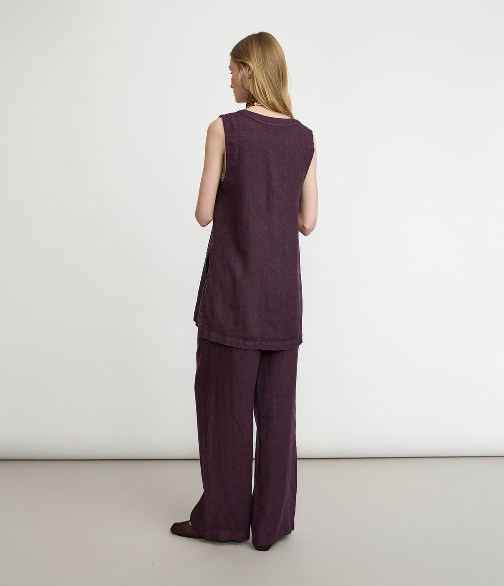 Pantalón Mujer Lino Milan Morado