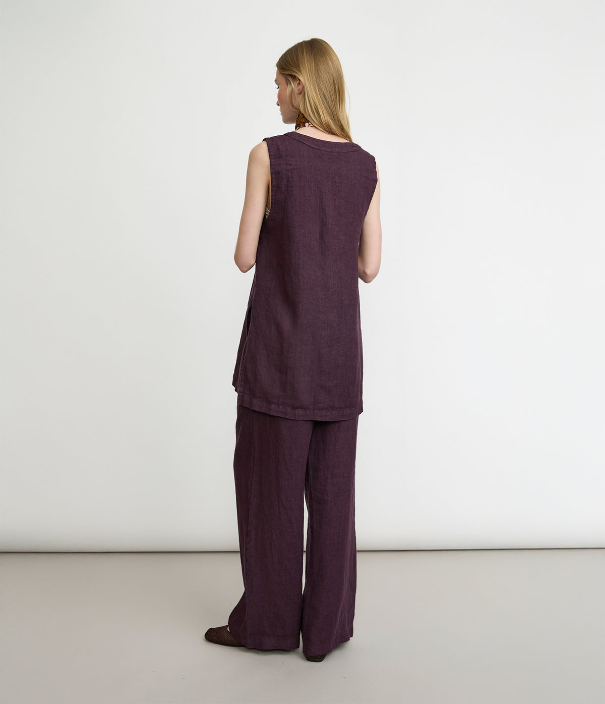 Pantalón Mujer Lino Milan Morado