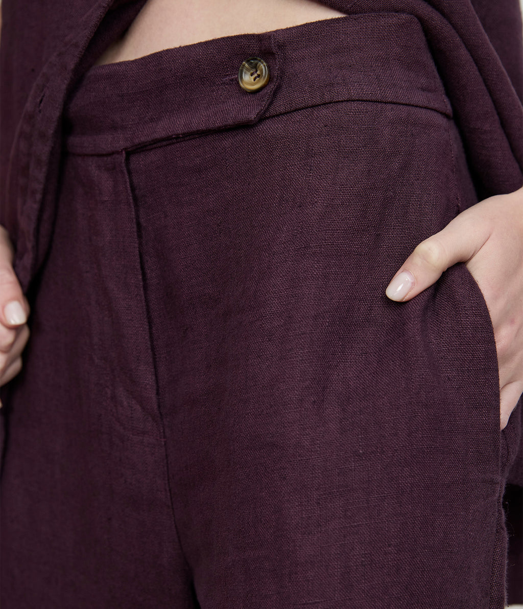 Pantalón Mujer Lino Milan Morado