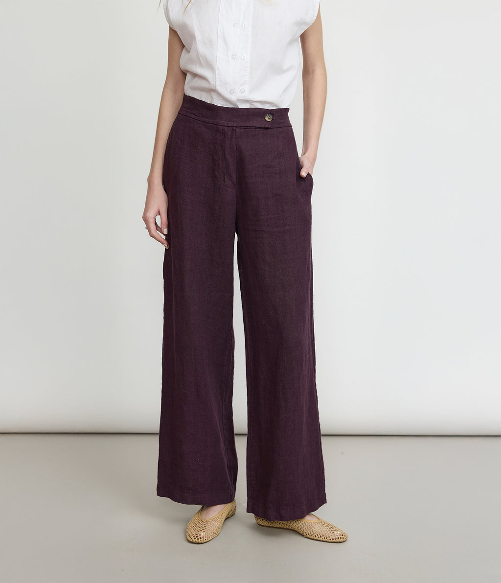 Pantalón Mujer Lino Milan Morado