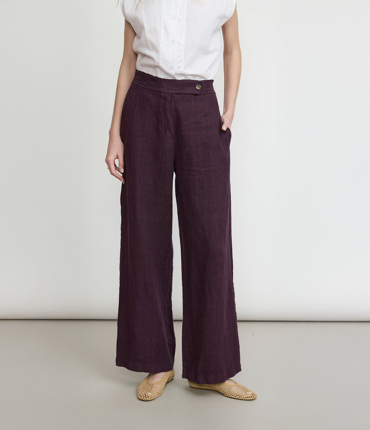 Pantalón Mujer Lino Milan Morado
