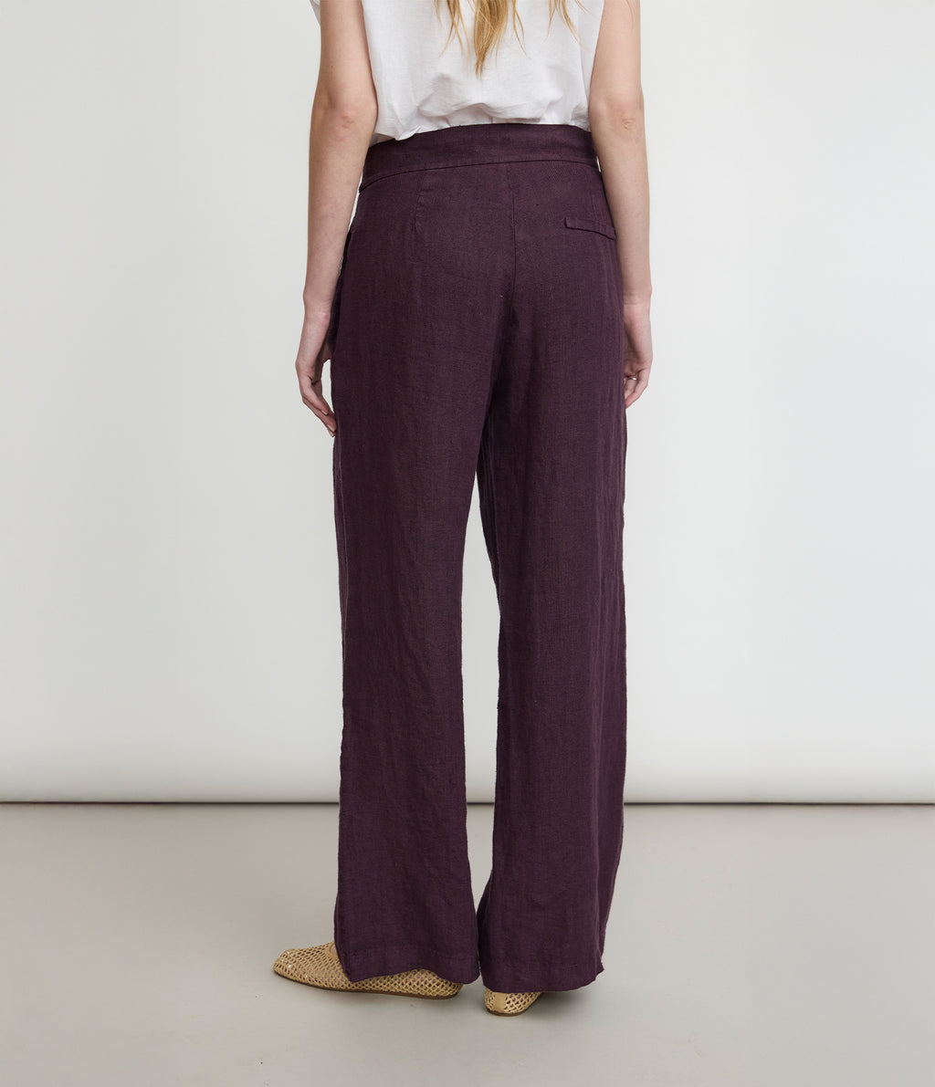 Pantalón Mujer Lino Milan Morado