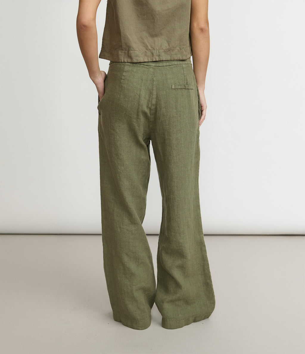 Pantalón Mujer Lino Milan Verde