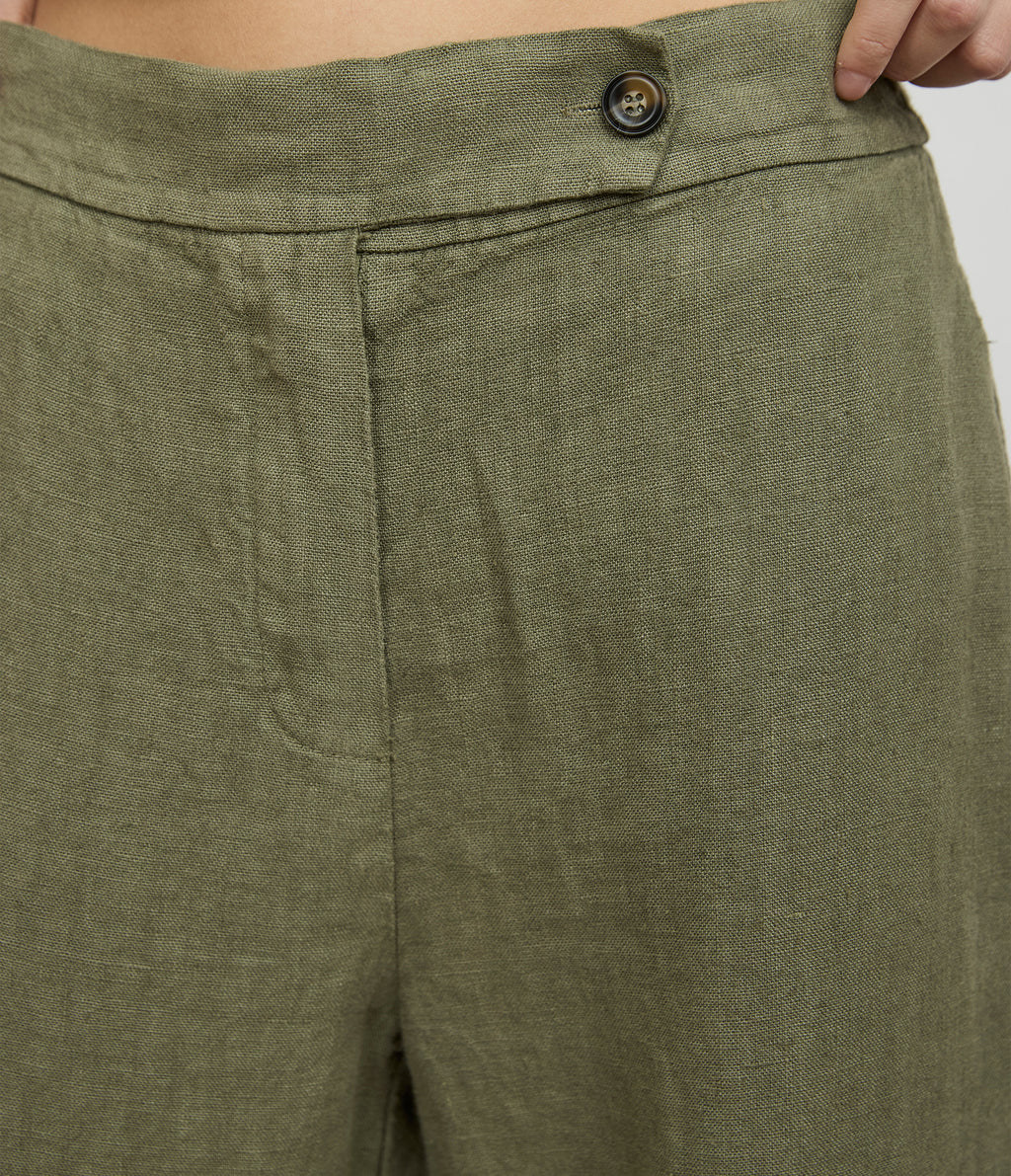 Pantalón Mujer Lino Milan Verde