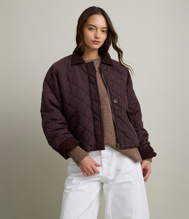 Parka Mujer Quilt Vintage Burdeo