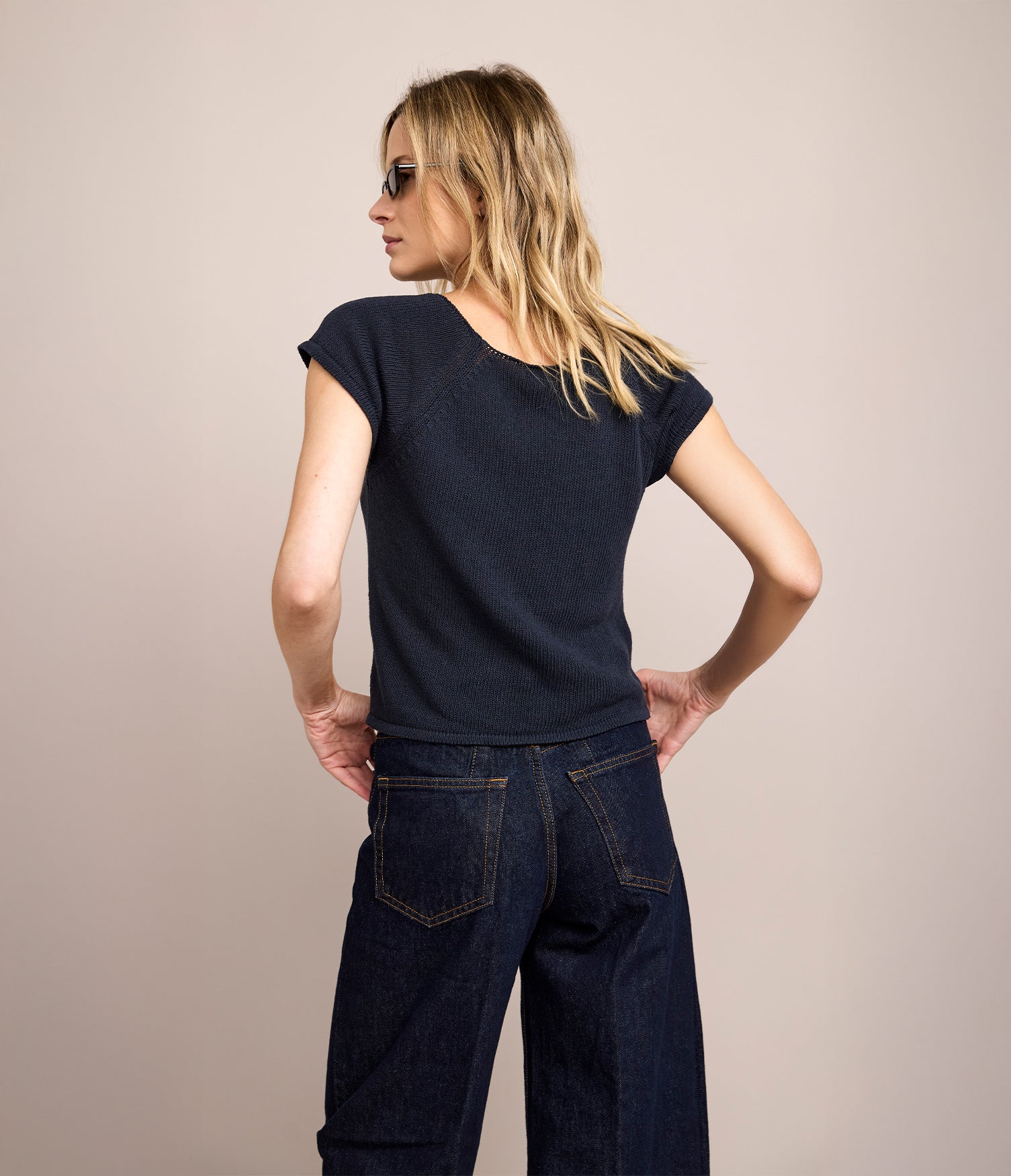 Polera Mujer Tejida Algodón Lia Azul Marino
