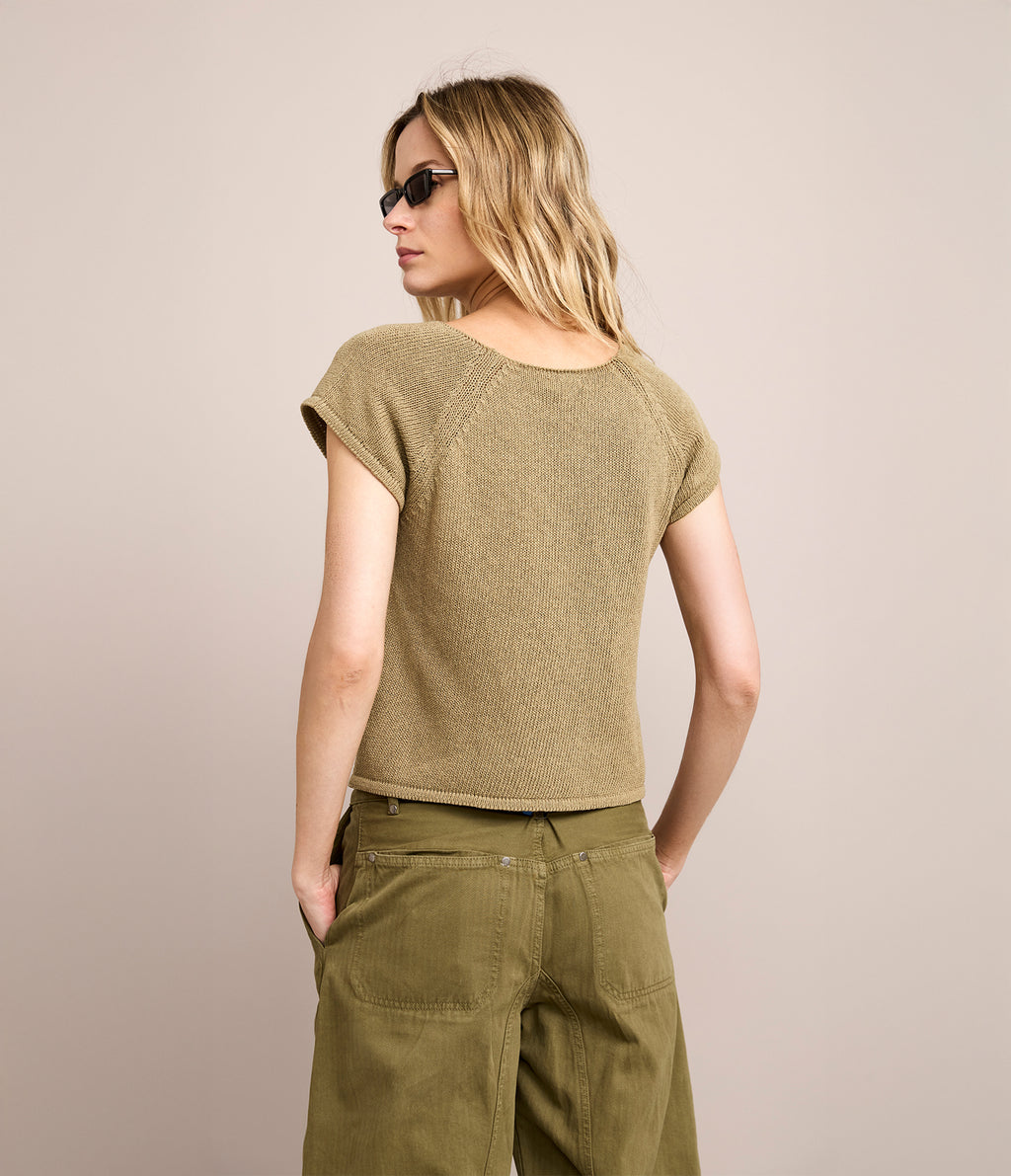 Polera Mujer Tejida Algodón Lia Verde Oliva