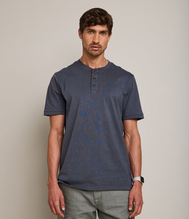 Polera Hombre 100% algodón Stuart Botones Azul Marino