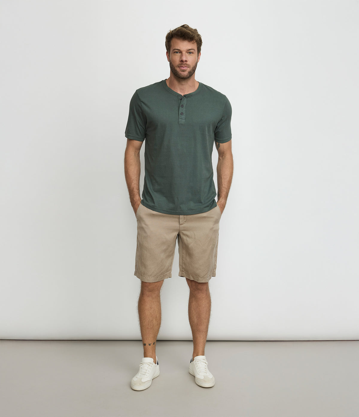Polera hombre 100% algodón Luke Botones Verde Oscuro