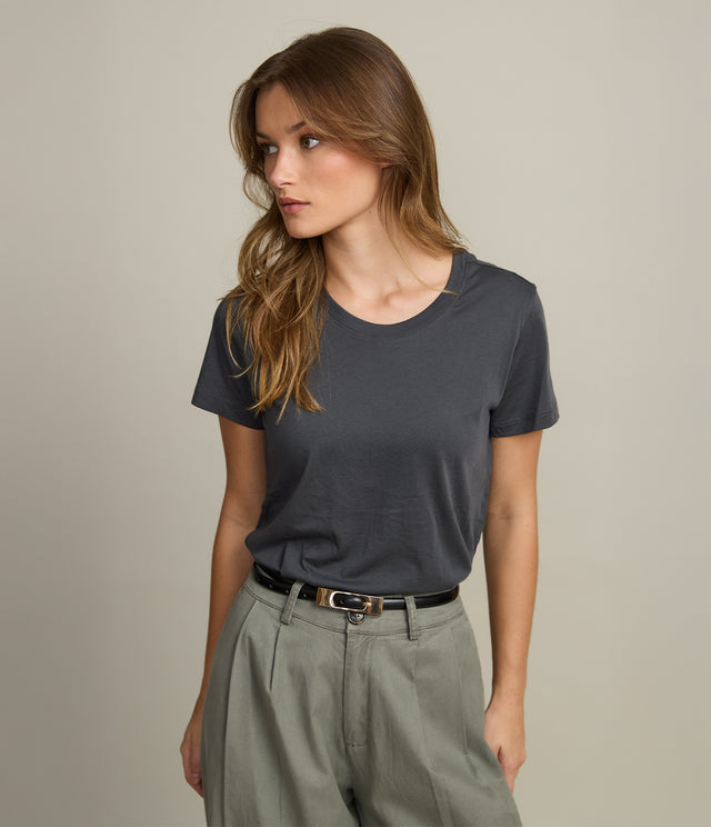 Polera Mujer 100% Algodón Adal Gris Oscuro