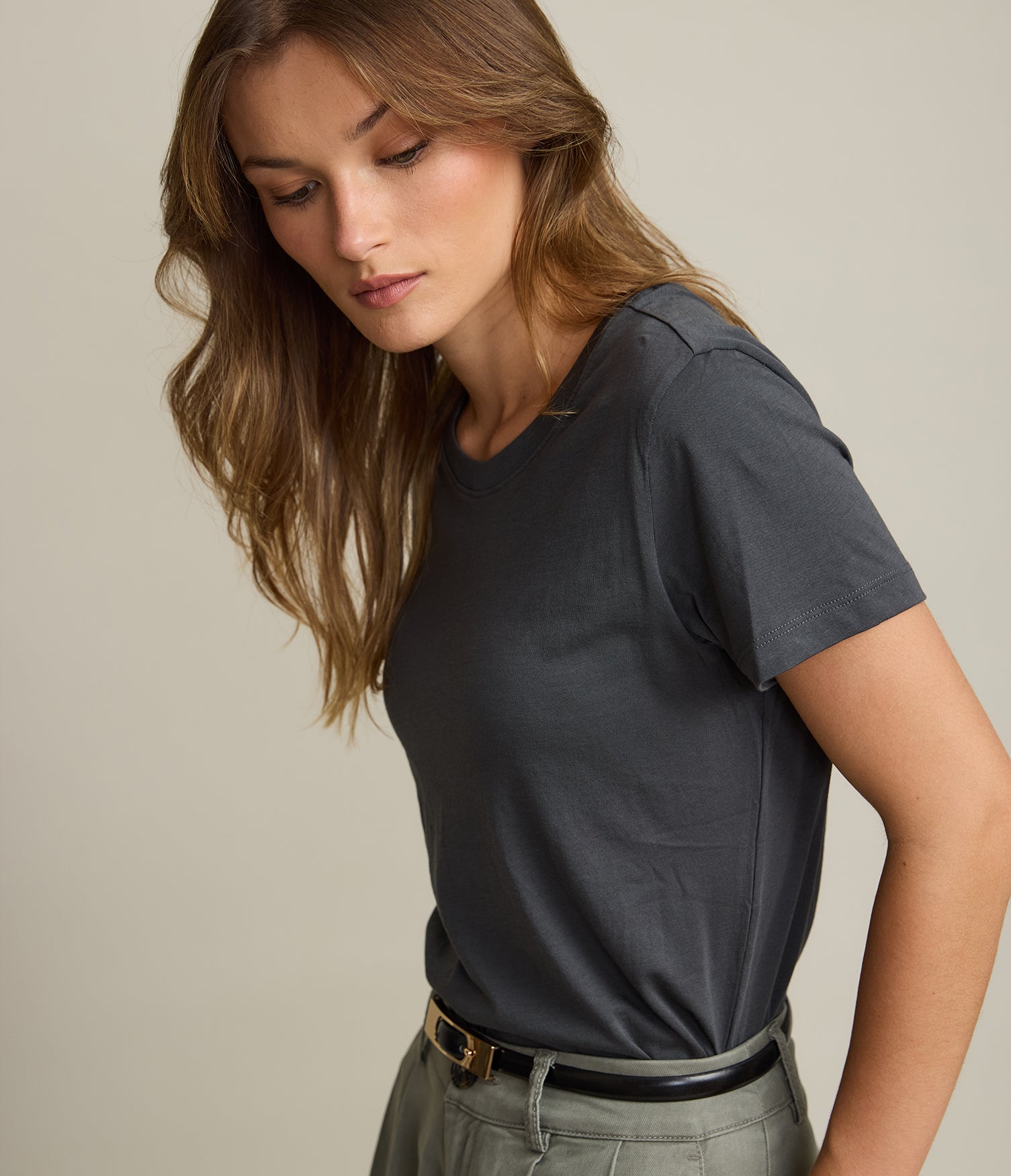 Polera Mujer 100% Algodón Adal Gris Oscuro