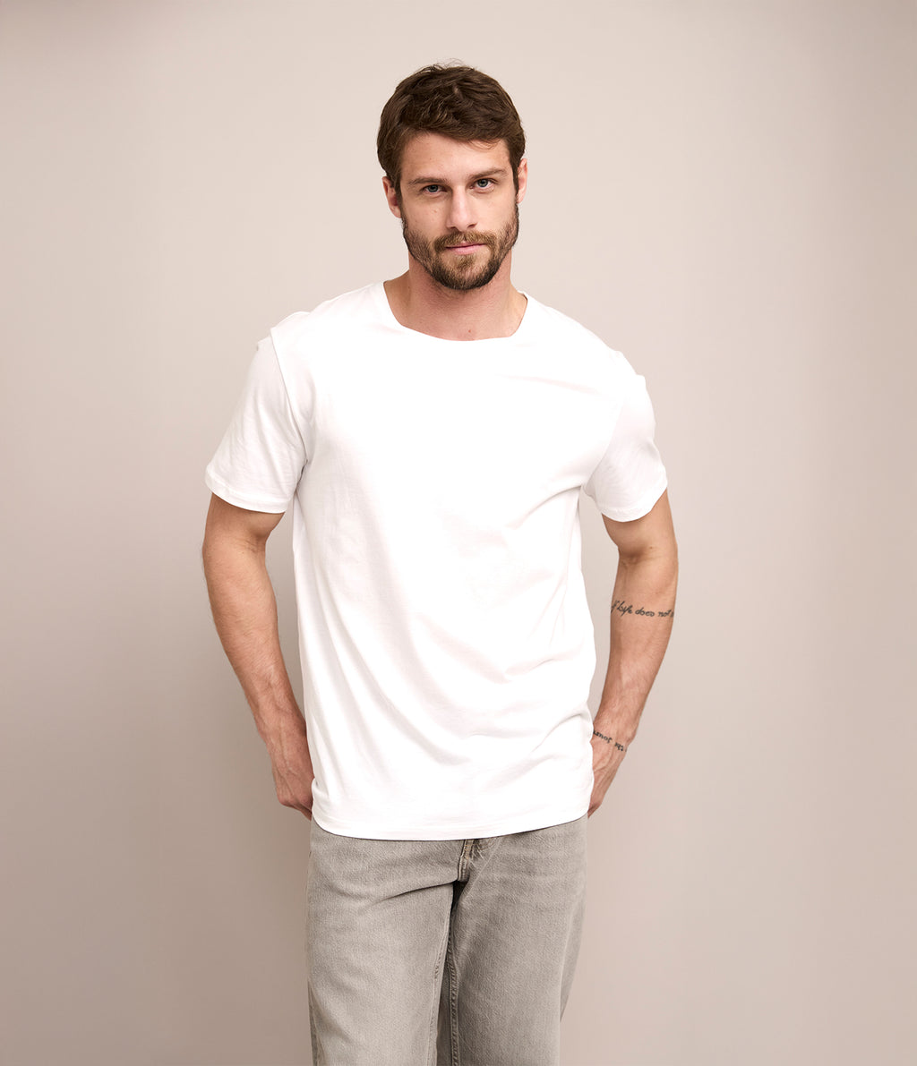 Polera Básica Hombre 100% algodón Pima Blanca