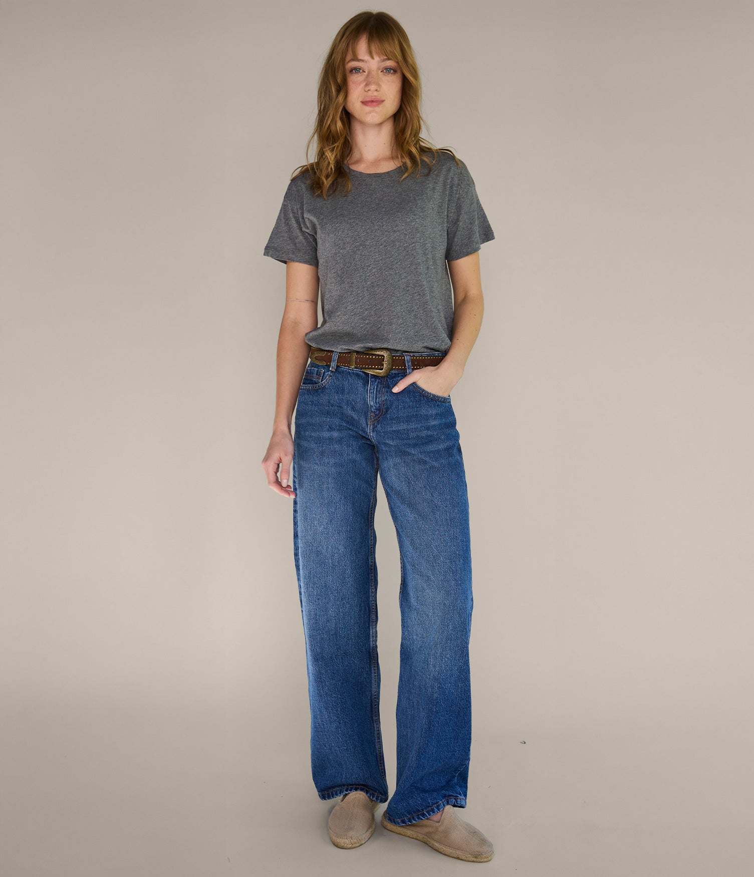 Polera Básica Mujer 100% Algodón Gris
