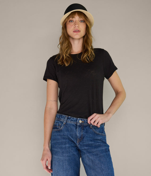 Polera Mujer 100% Algodón Básica Steff Negra