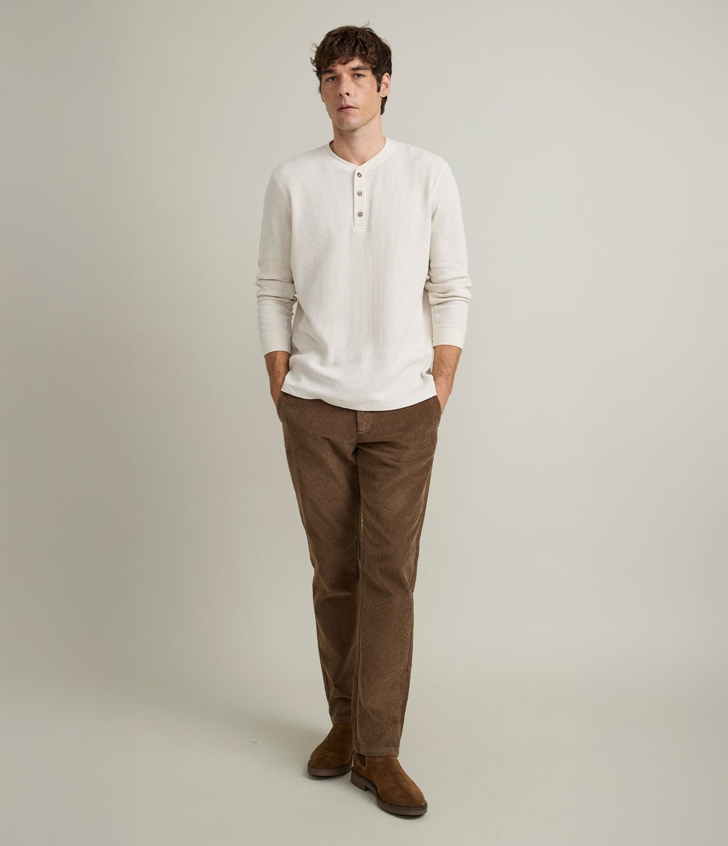 Polera Hombre Algodón Waffle Beige