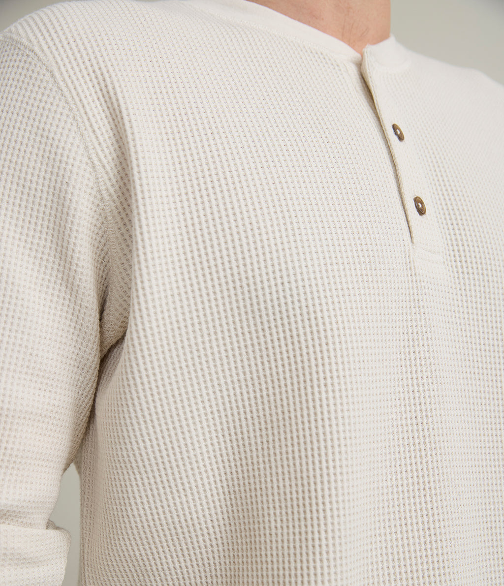 Polera Hombre Algodón Waffle Beige