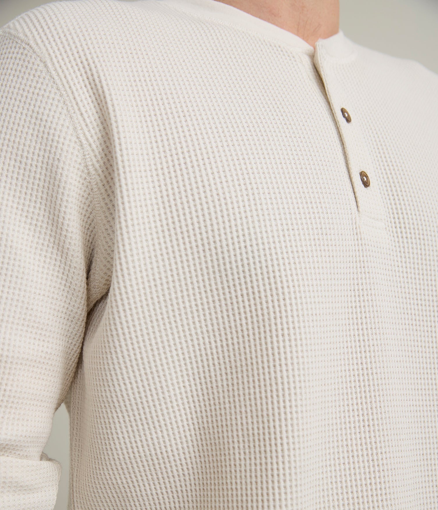 Polera Hombre Algodón Waffle Beige