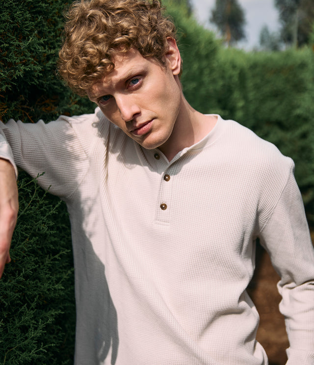 Polera Hombre Algodón Waffle Beige