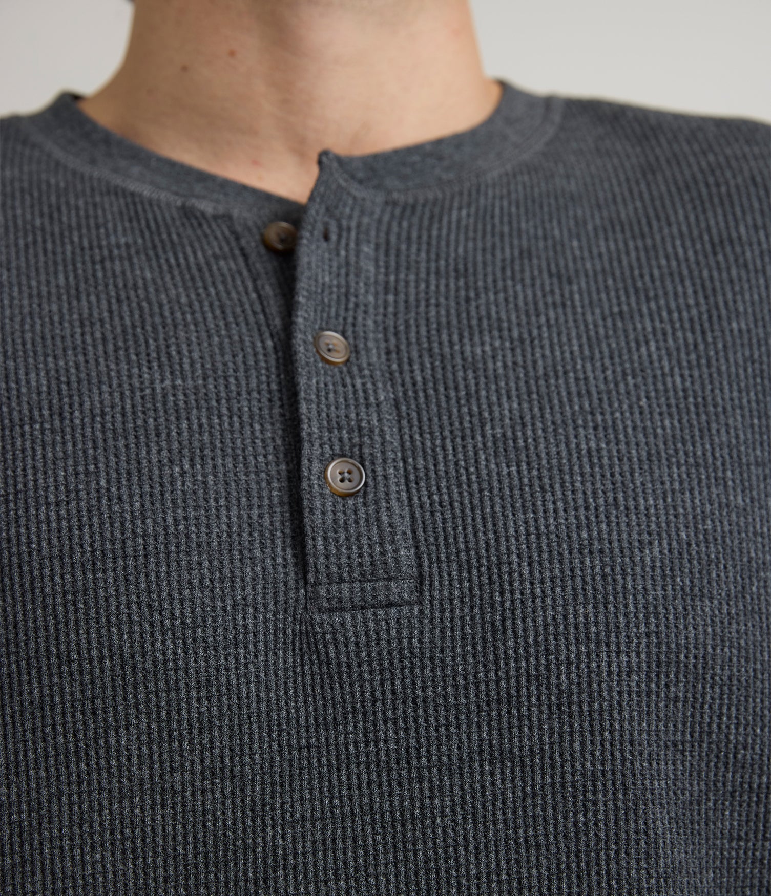 Polera Hombre Algodón Waffle Gris Marengo