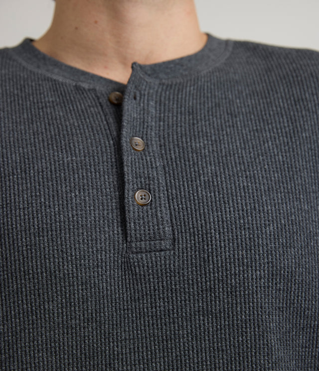 Polera Hombre Algodón Waffle Gris Marengo