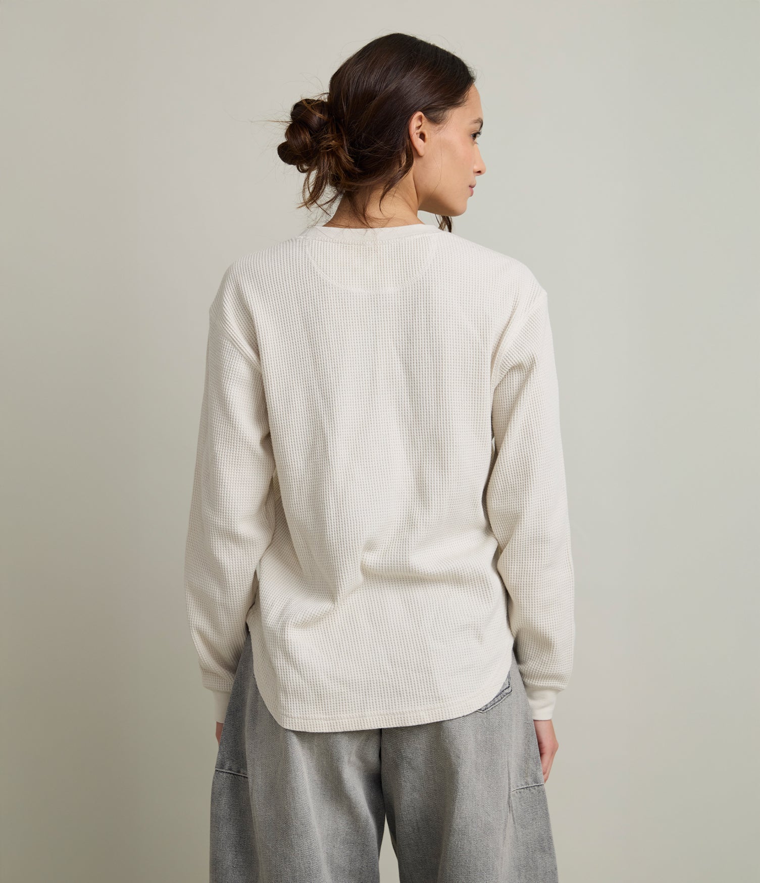 Polera Mujer Algodón Waffle Beige