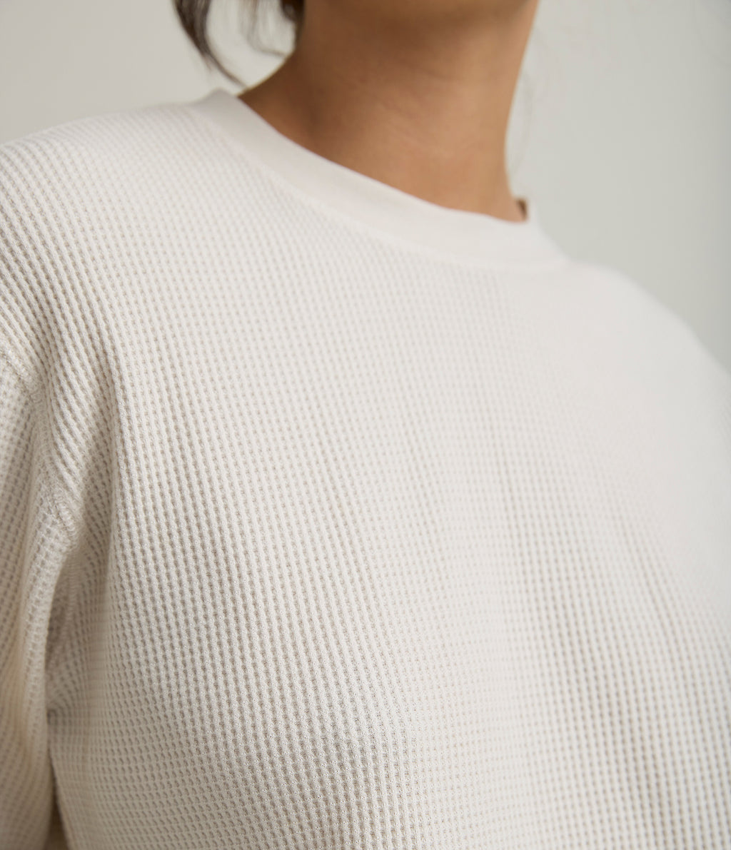 Polera Mujer Algodón Waffle Beige
