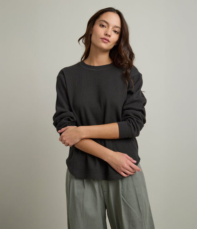 Polera Mujer Algodón Waffle Verde