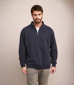 Polerón Hombre Algodón Half Zipper Teo Azul Marino