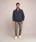 Polerón Hombre Algodón Half Zipper Teo Azul Marino
