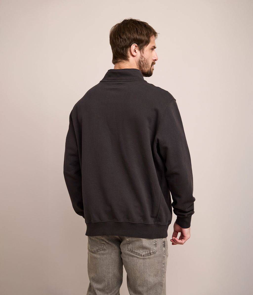 Polerón Hombre Algodón Half Zipper Teo Gris