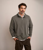 Polerón Hombre Algodón Half Zipper Teo Verde