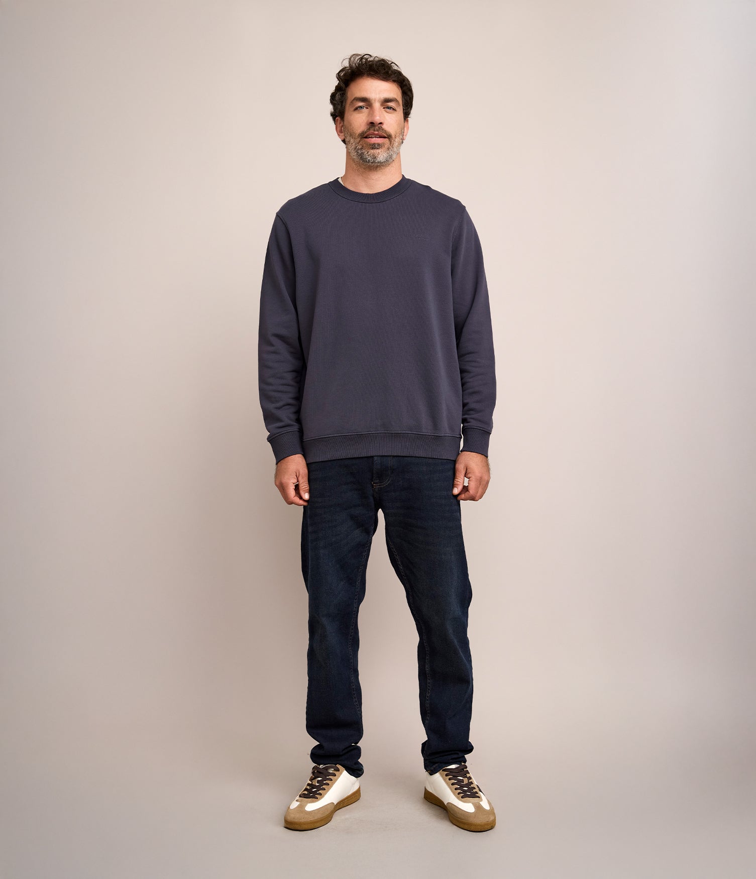 Polerón Hombre Algodón Cuello Redondo Teo Azul Marino