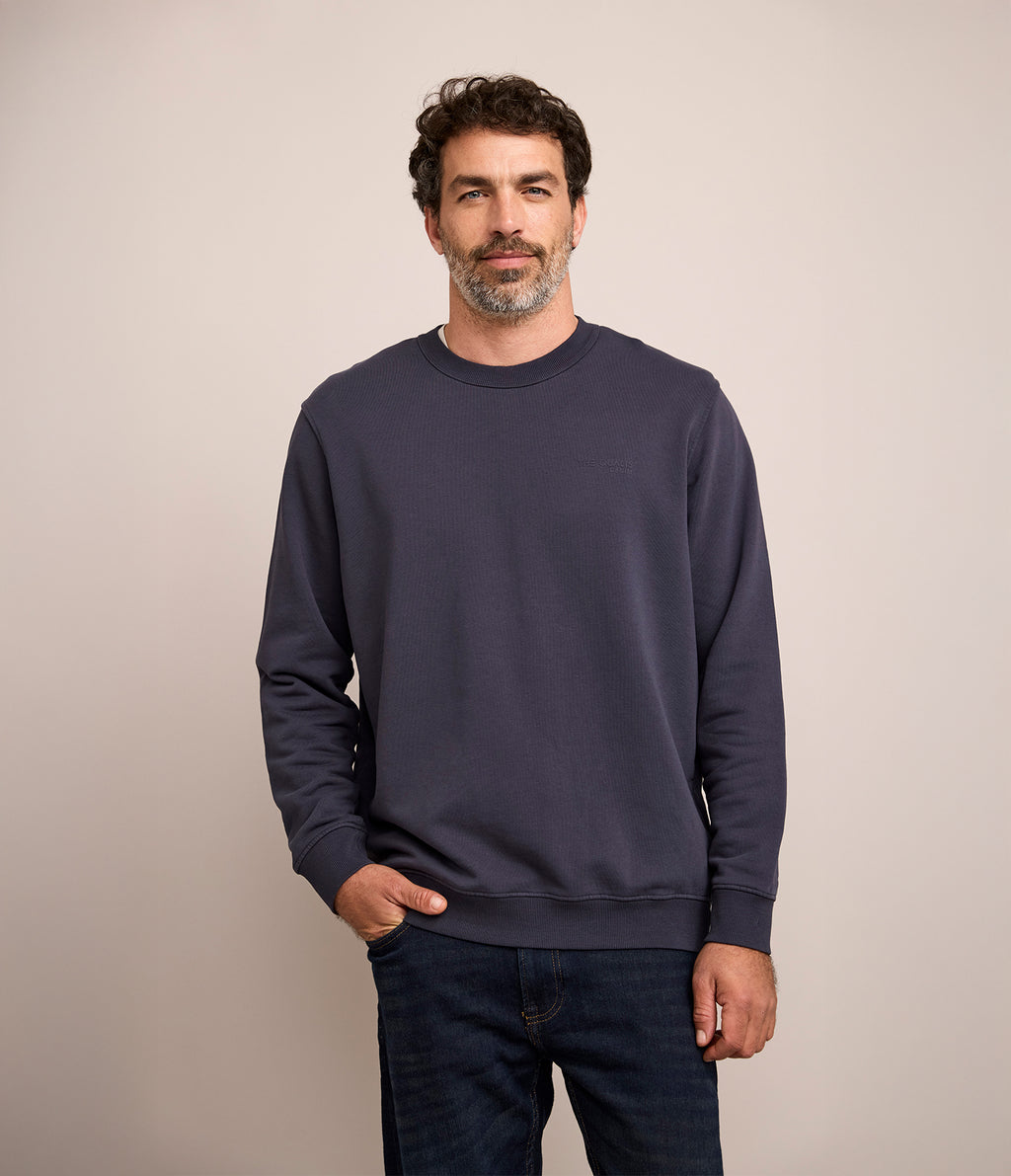 Polerón Hombre Algodón Cuello Redondo Teo Azul Marino