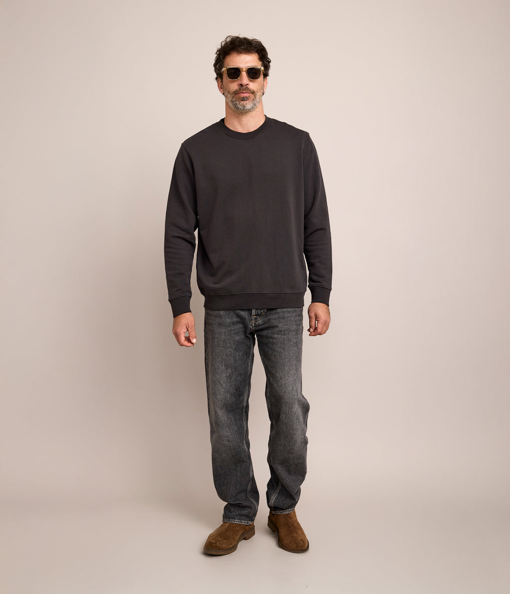 Polerón Hombre Algodón Cuello Redondo Teo Gris