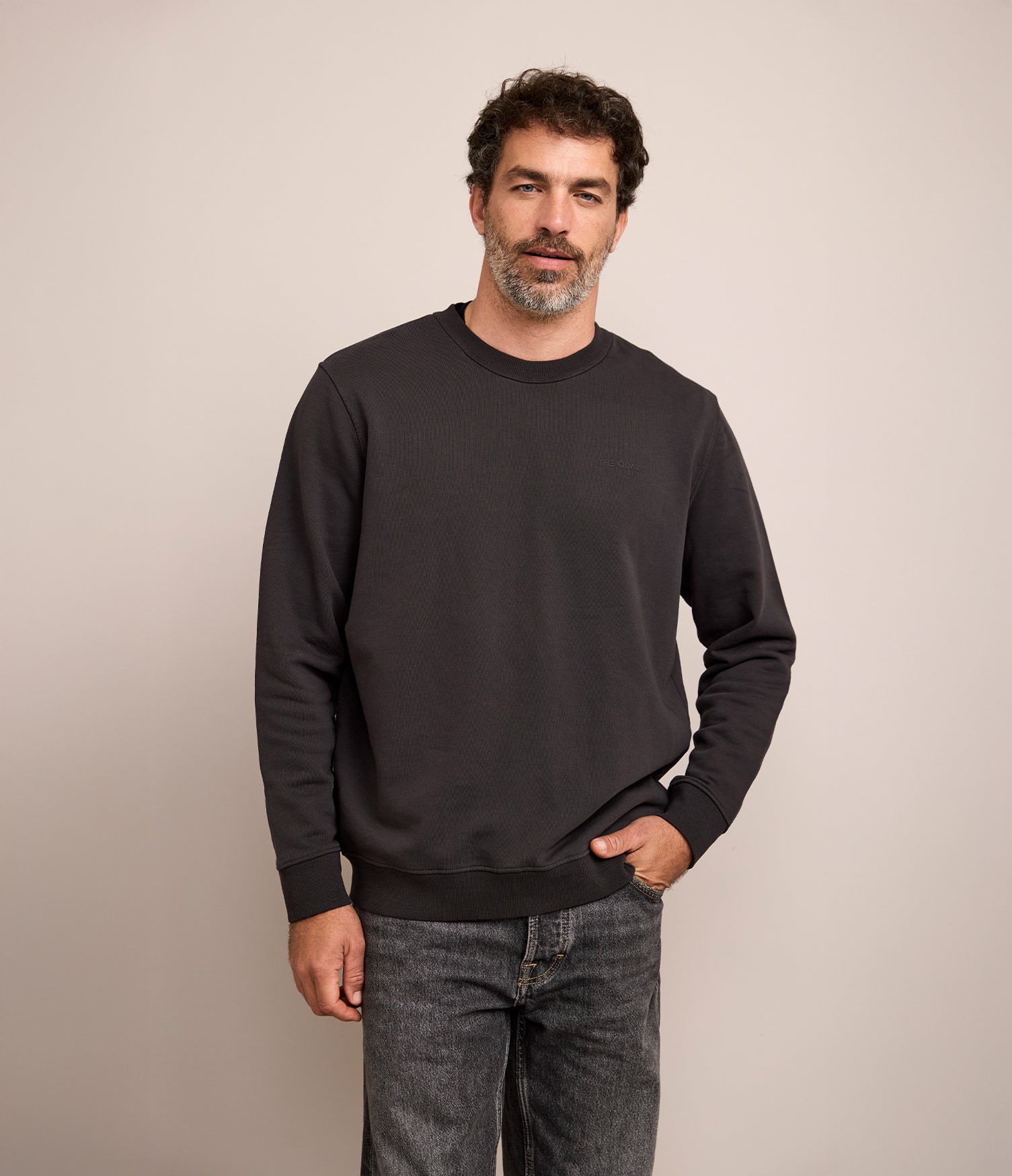 Polerón Hombre Algodón Cuello Redondo Teo Gris