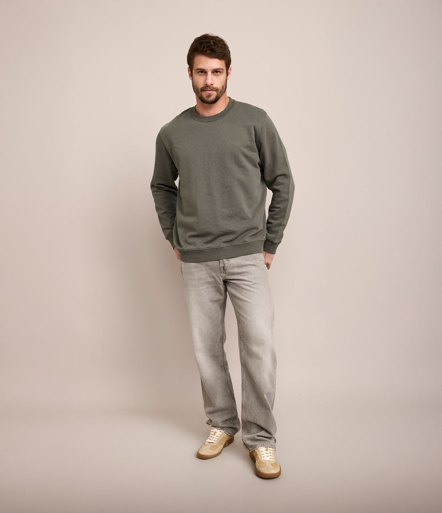 Polerón Hombre Algodón Cuello Redondo Teo Verde