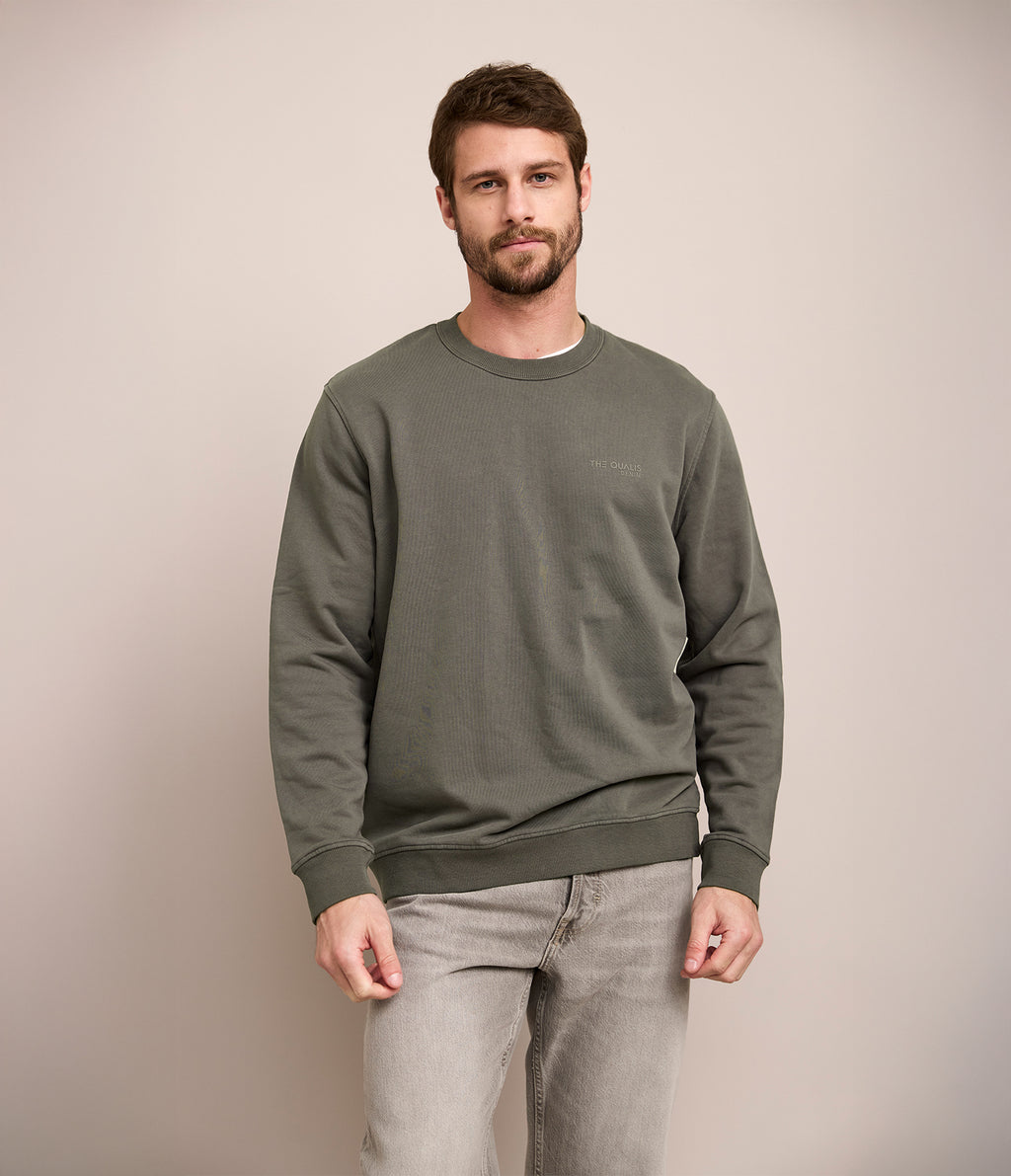 Polerón Hombre Algodón Cuello Redondo Teo Verde
