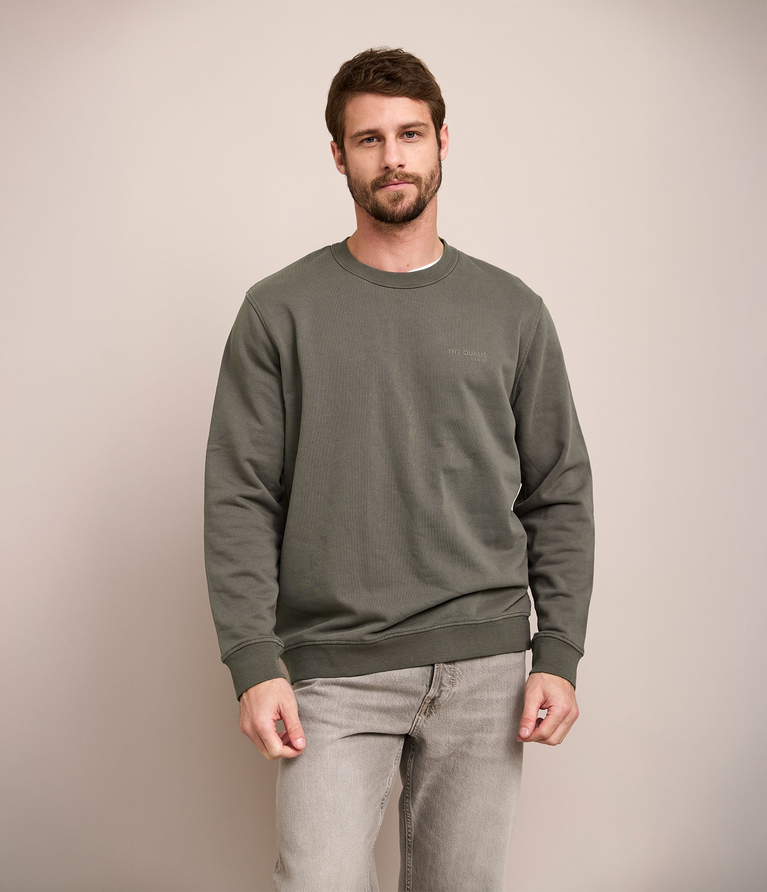 Polerón Hombre Algodón Cuello Redondo Teo Verde