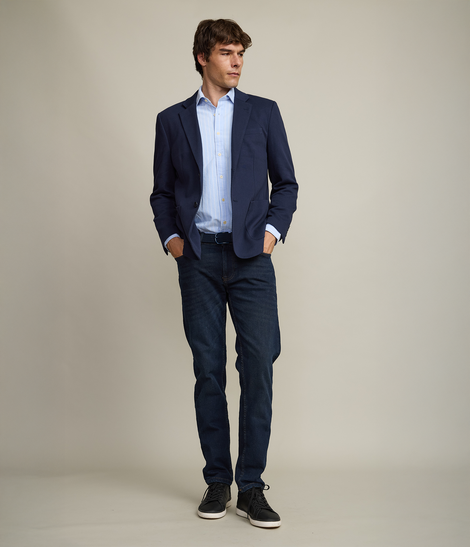 Blazer Hombre Algodón Azul Oscuro