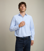 Camisa Hombre Oxford Manga Larga Ellies Rayada Azul