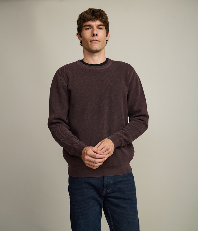 Sweater Hombre 100% algodón Waffle Morado